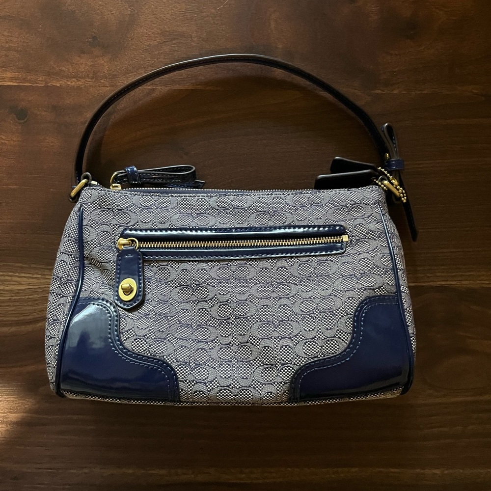Navy and Gray Coach Women's Shoulder bag